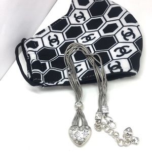 Brighton reversible heart flower crystal necklace